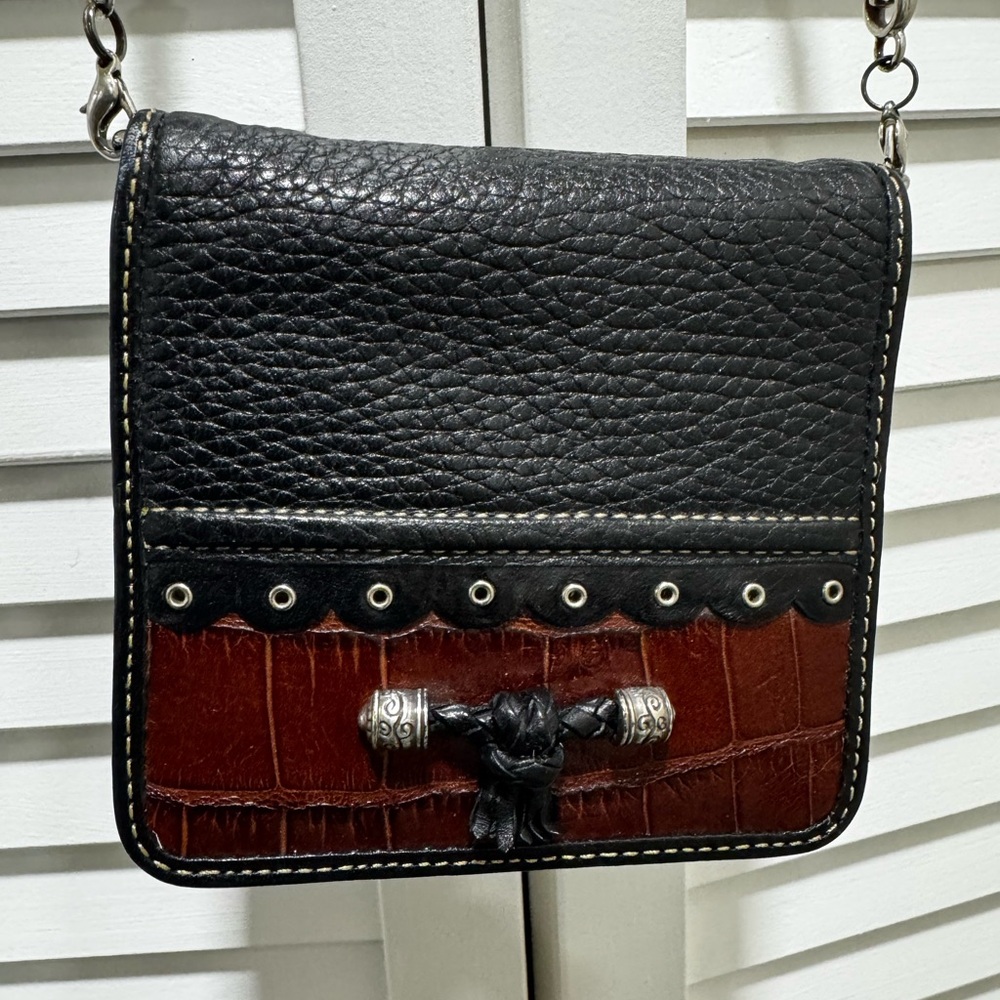 Brighton Black and Brown Leather Shoulder Bag